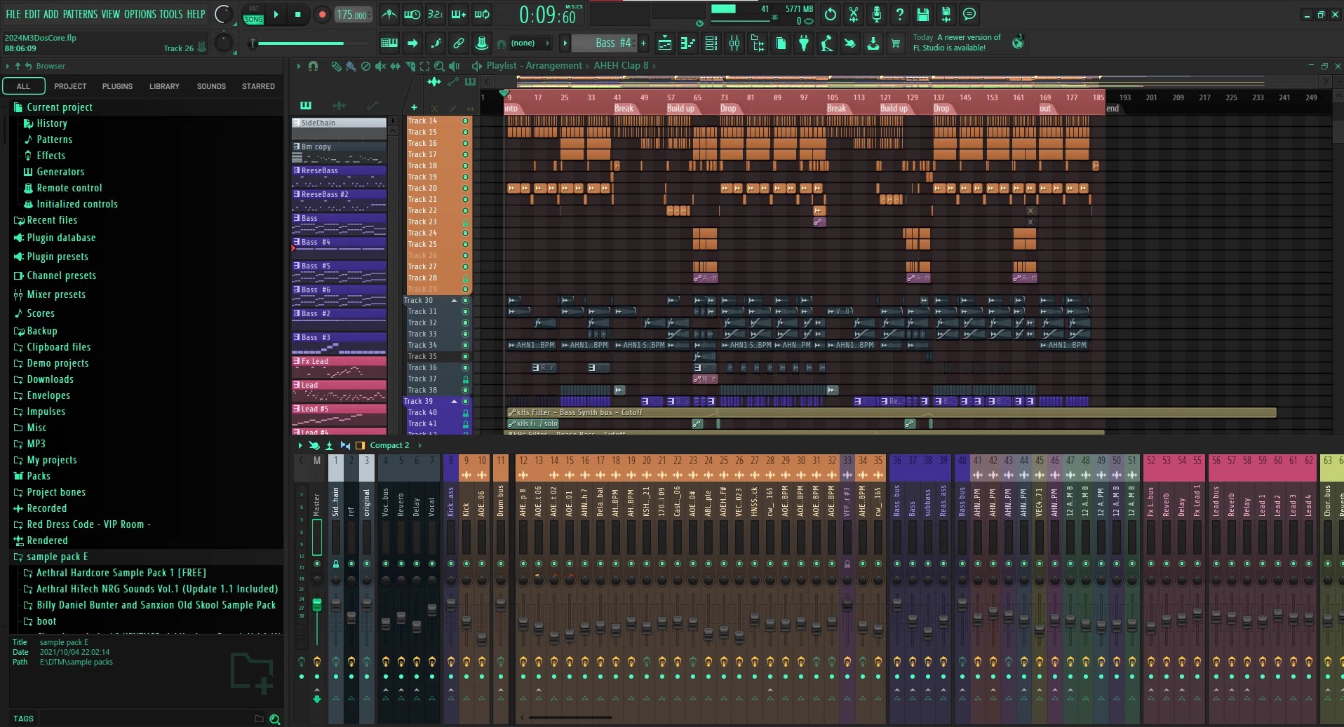 Интерфейс FL Studio с Playlist и Mixer в музыкальном проекте