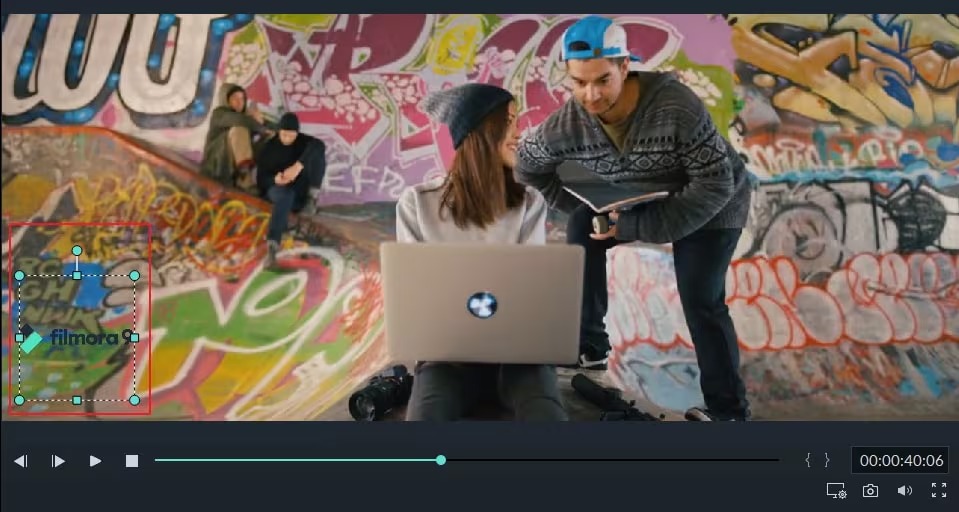 Логотип в окне просмотра Wondershare Filmora