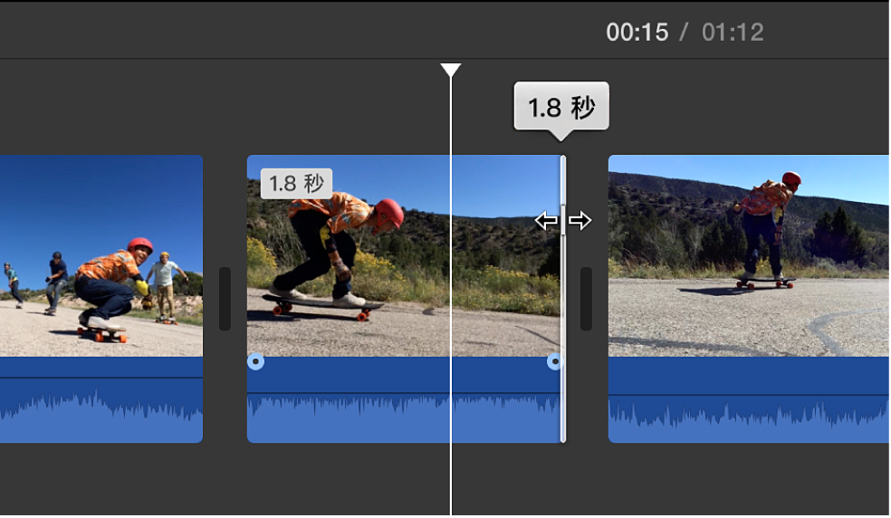 Перетаскивание границы клипа на таймлайне iMovie