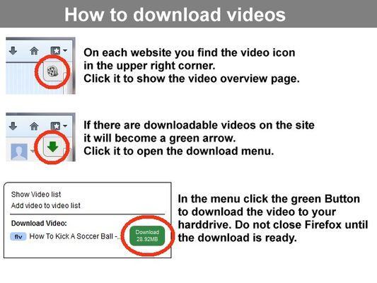 Инструкция интерфейса Video Downloader professional с зелёной кнопкой Download