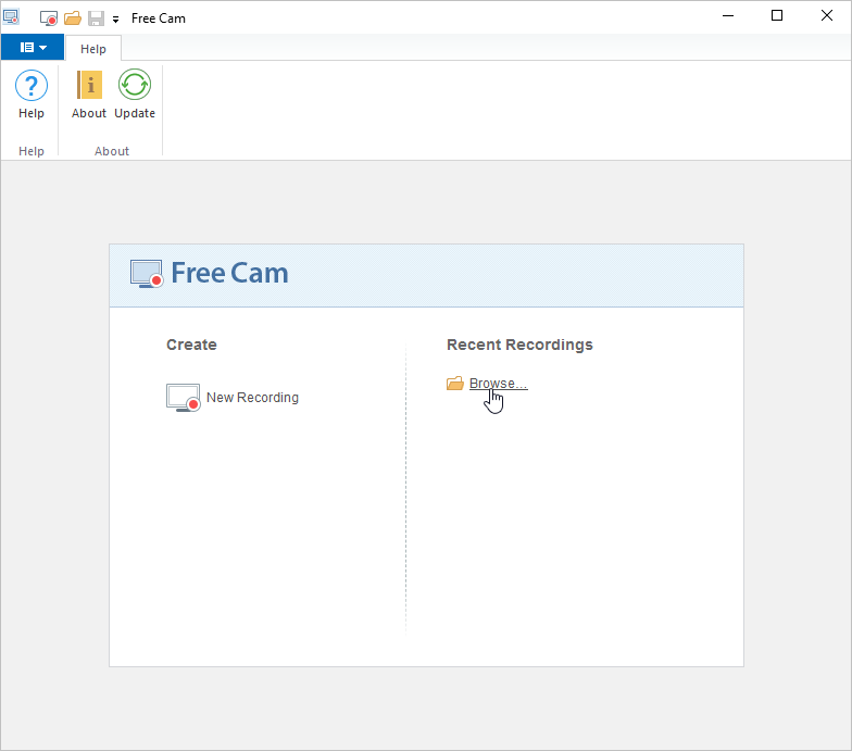 Стартовое окно iSpring Free Cam с кнопкой New Recording