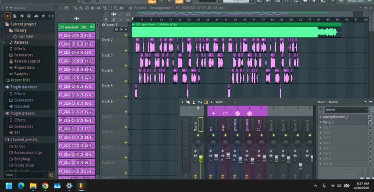Рабочая область FL Studio с Browser и Playlist