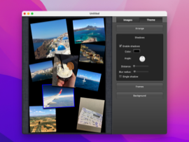 Интерфейс Collagerator с фотографиями на холсте и панелью параметров