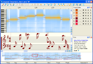 TrueTone Editor WIDI Professional со спектрограммой, нотами piano roll и нотным представлением