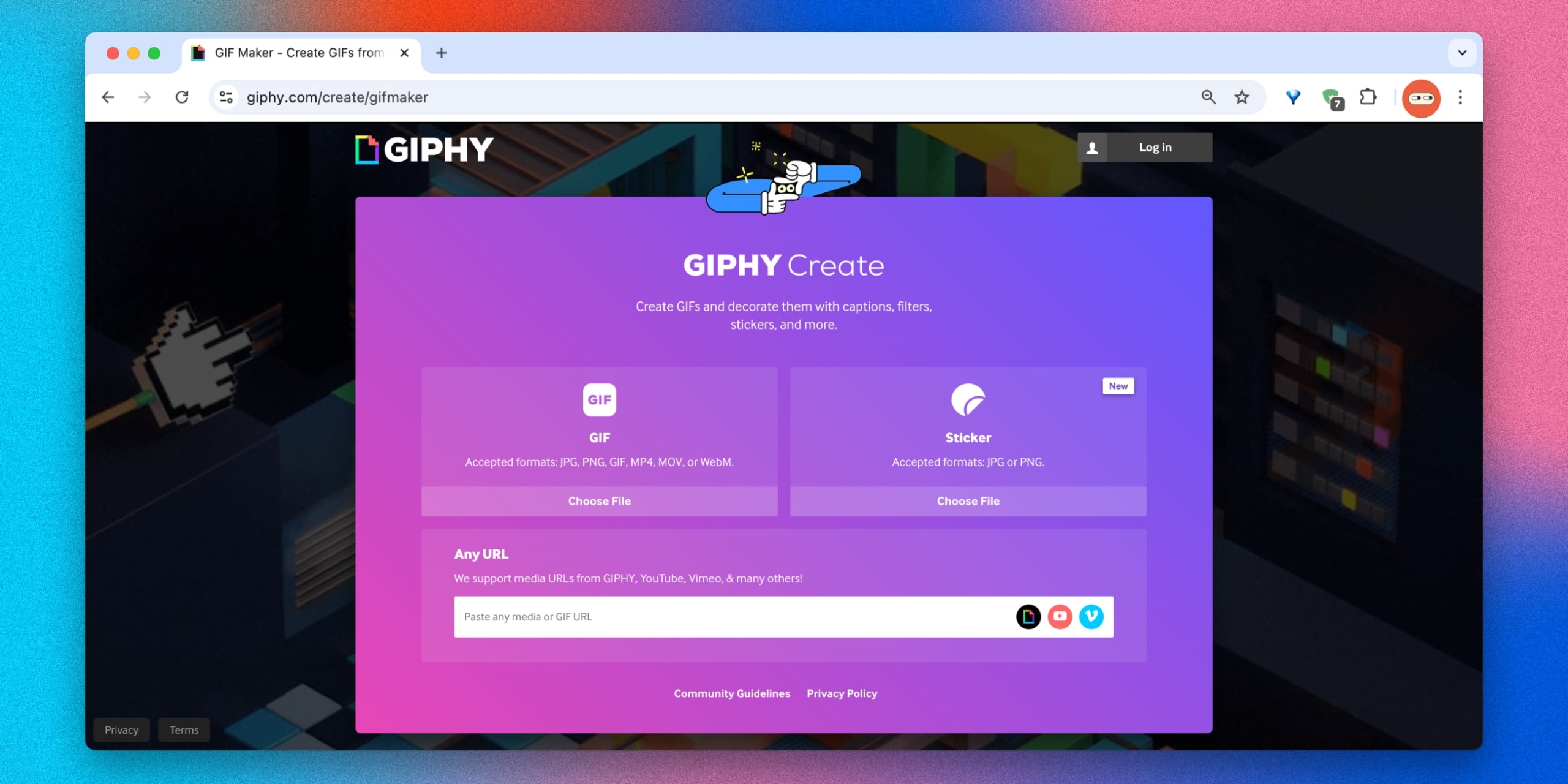 Интерфейс GIPHY Create для создания GIF