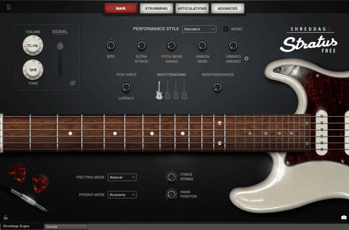 Интерфейс Shreddage 3 Stratus FREE в Kontakt