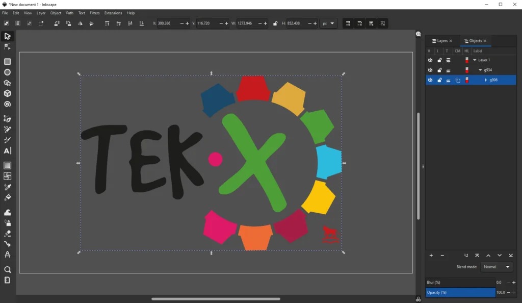 Рабочее окно векторного редактора Inkscape