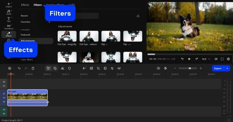 Фильтры отражения в Movavi Video Editor