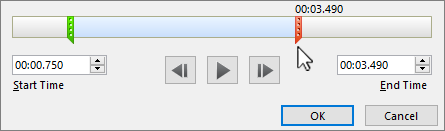 Окно Trim Video в Microsoft PowerPoint