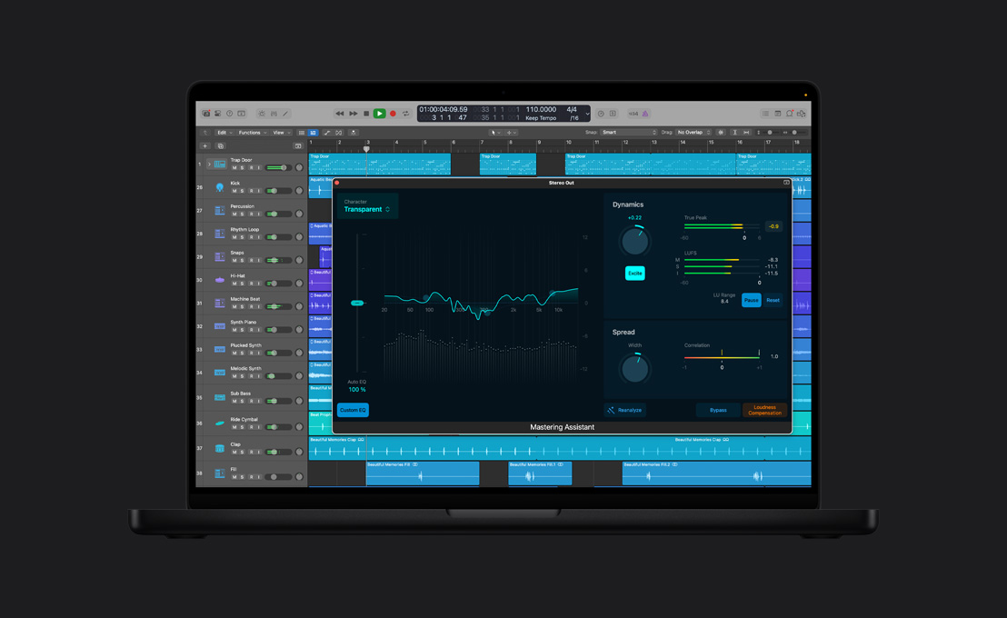 Интерфейс Logic Pro с Mastering Assistant