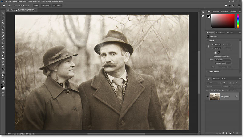 Фотография в рабочем интерфейсе Adobe Photoshop