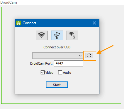 USB-подключение Android в DroidCam Client для Windows
