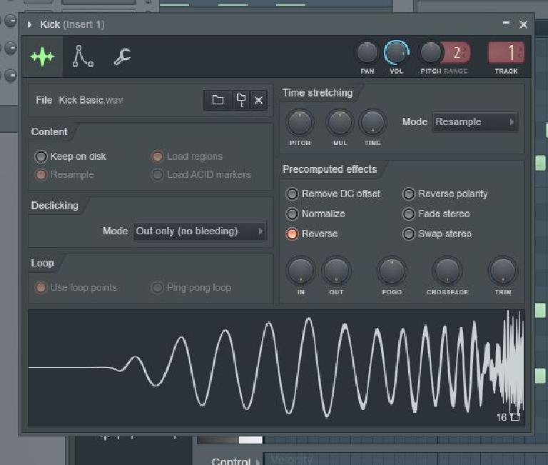 Параметр Reverse в Precomputed effects FL Studio