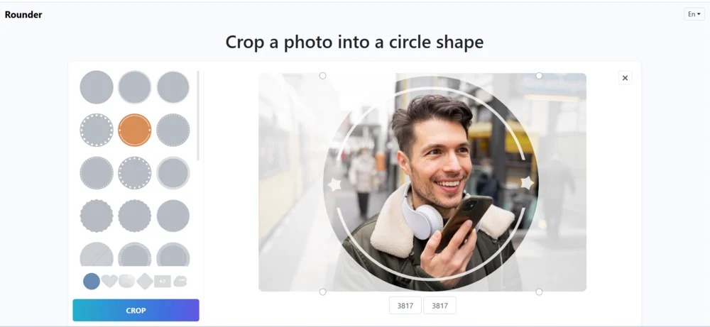 Интерфейс Rounder для круговой обрезки фотографии
