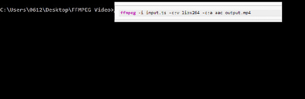 Командная строка с выполнением FFmpeg для преобразования видео