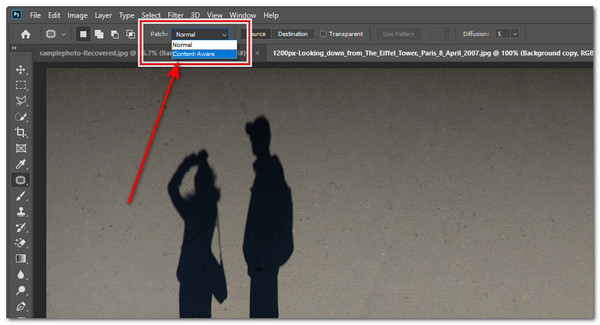 Режим Content-Aware для Patch Tool в Adobe Photoshop