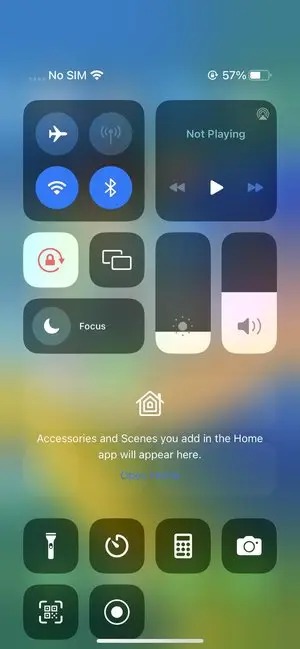 Пункт управления iPhone с кнопкой системной записи экрана