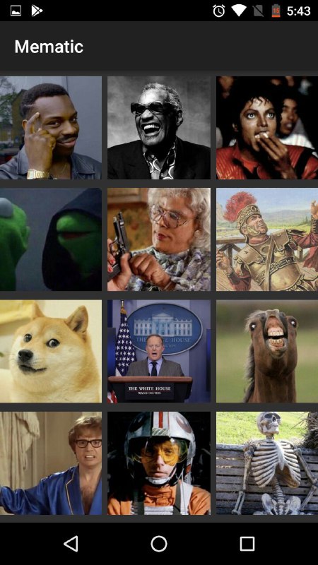 Интерфейс мобильного приложения Mematic