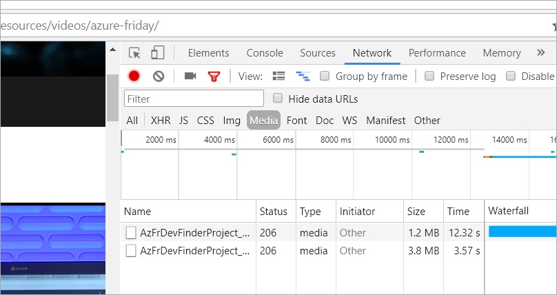 Фильтр Media в панели Network Chrome DevTools