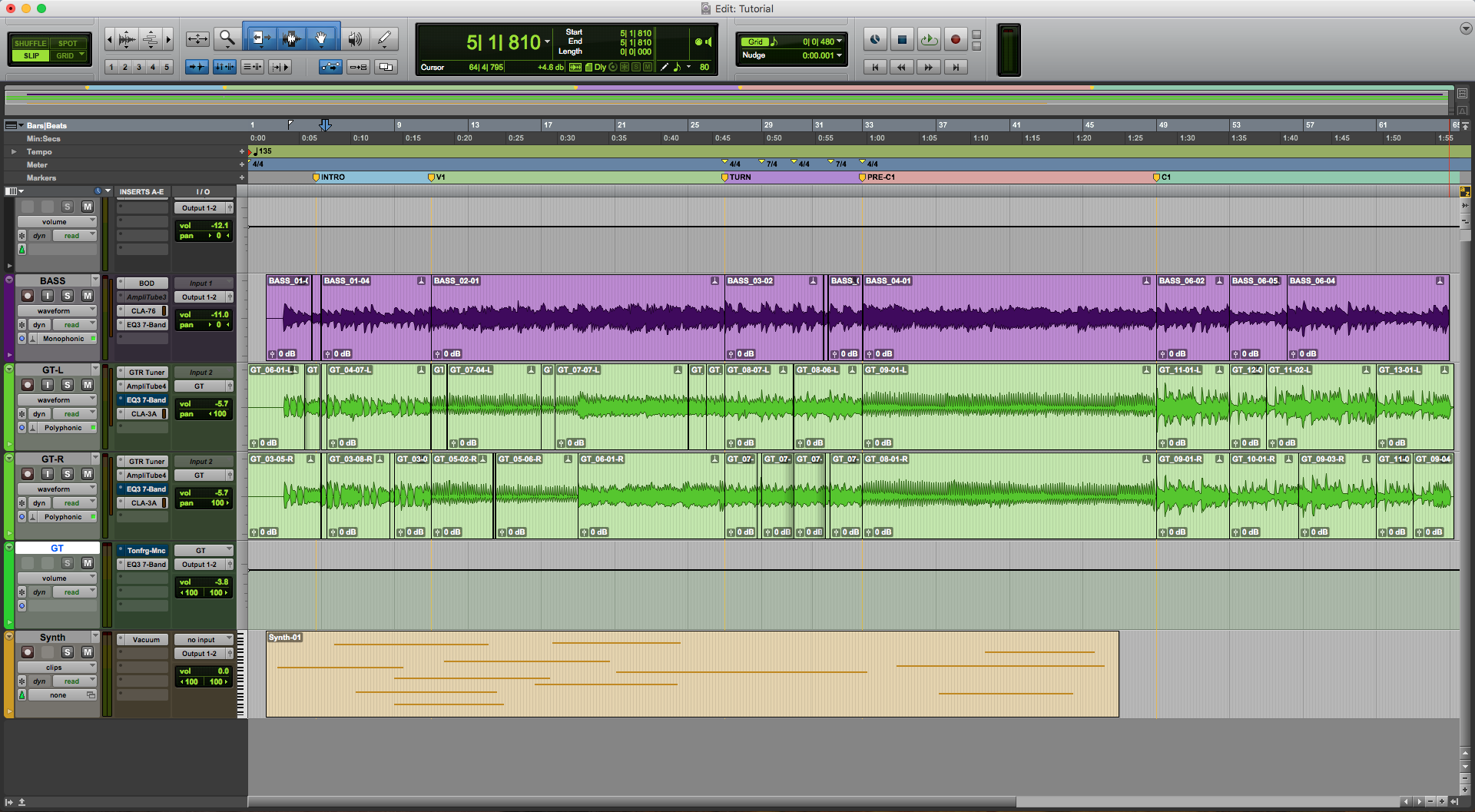 Окно Edit в Avid Pro Tools с MIDI Editor