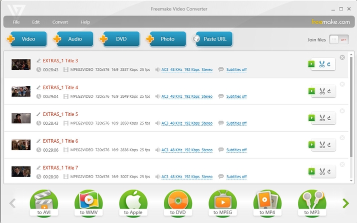 Freemake Video Converter со списком титулов DVD