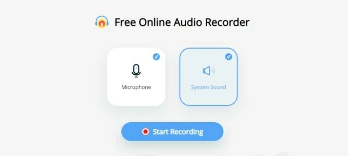 Выбор микрофона и системного звука в Apowersoft Free Online Audio Recorder