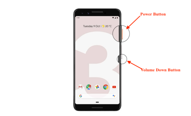 Расположение кнопок Power и Volume Down для скриншота на Android