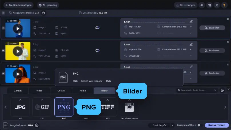Выбор формата изображения в Movavi Video Converter