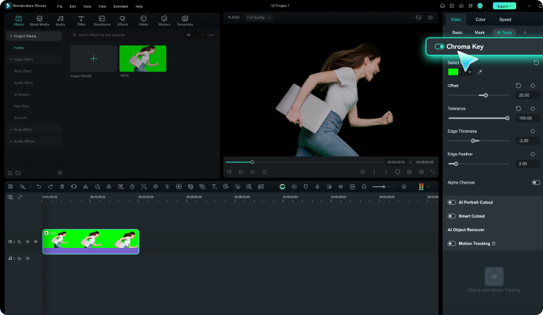 Панель Chroma Key в Wondershare Filmora