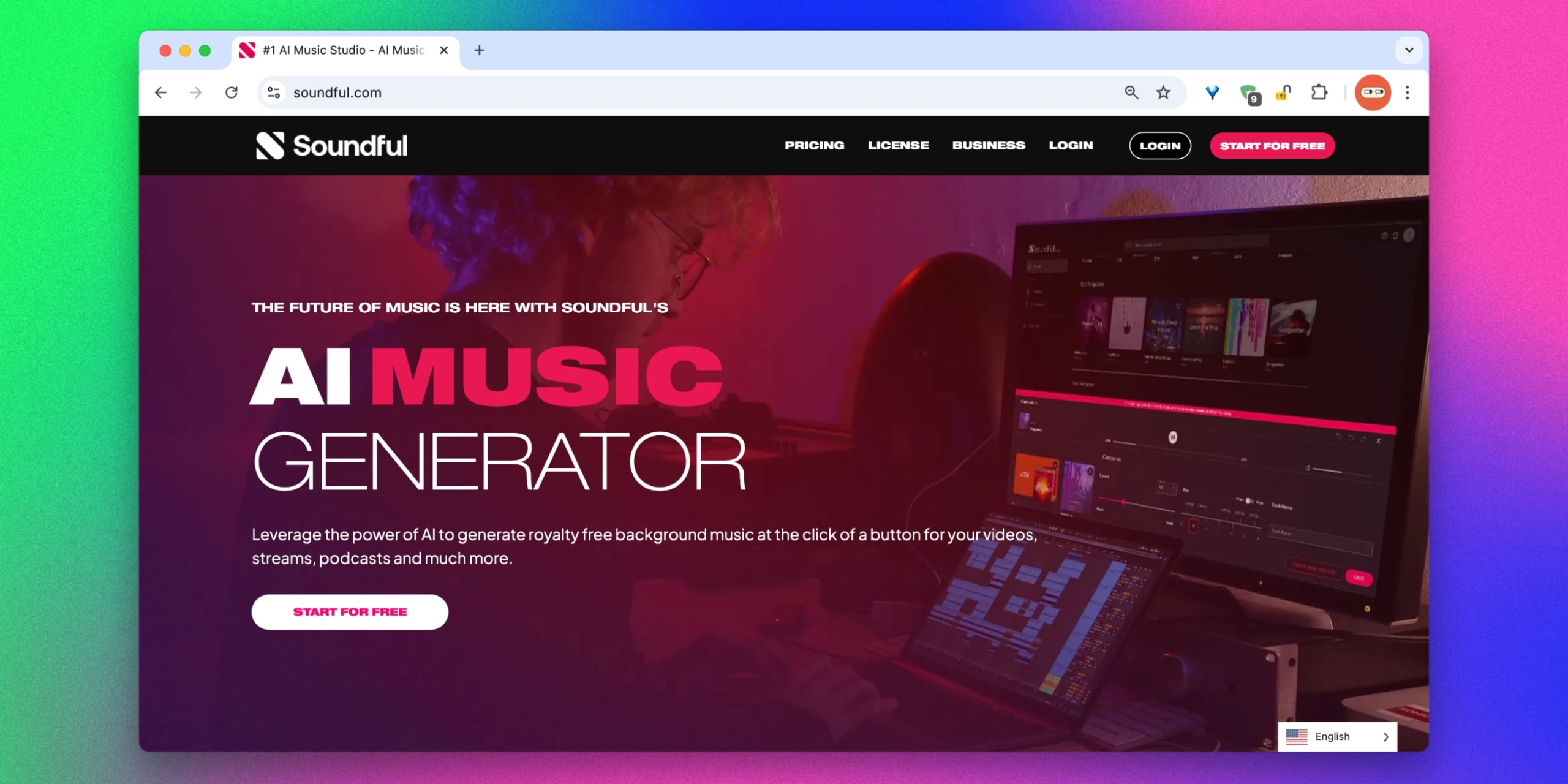 Веб-интерфейс Soundful AI Music Generator