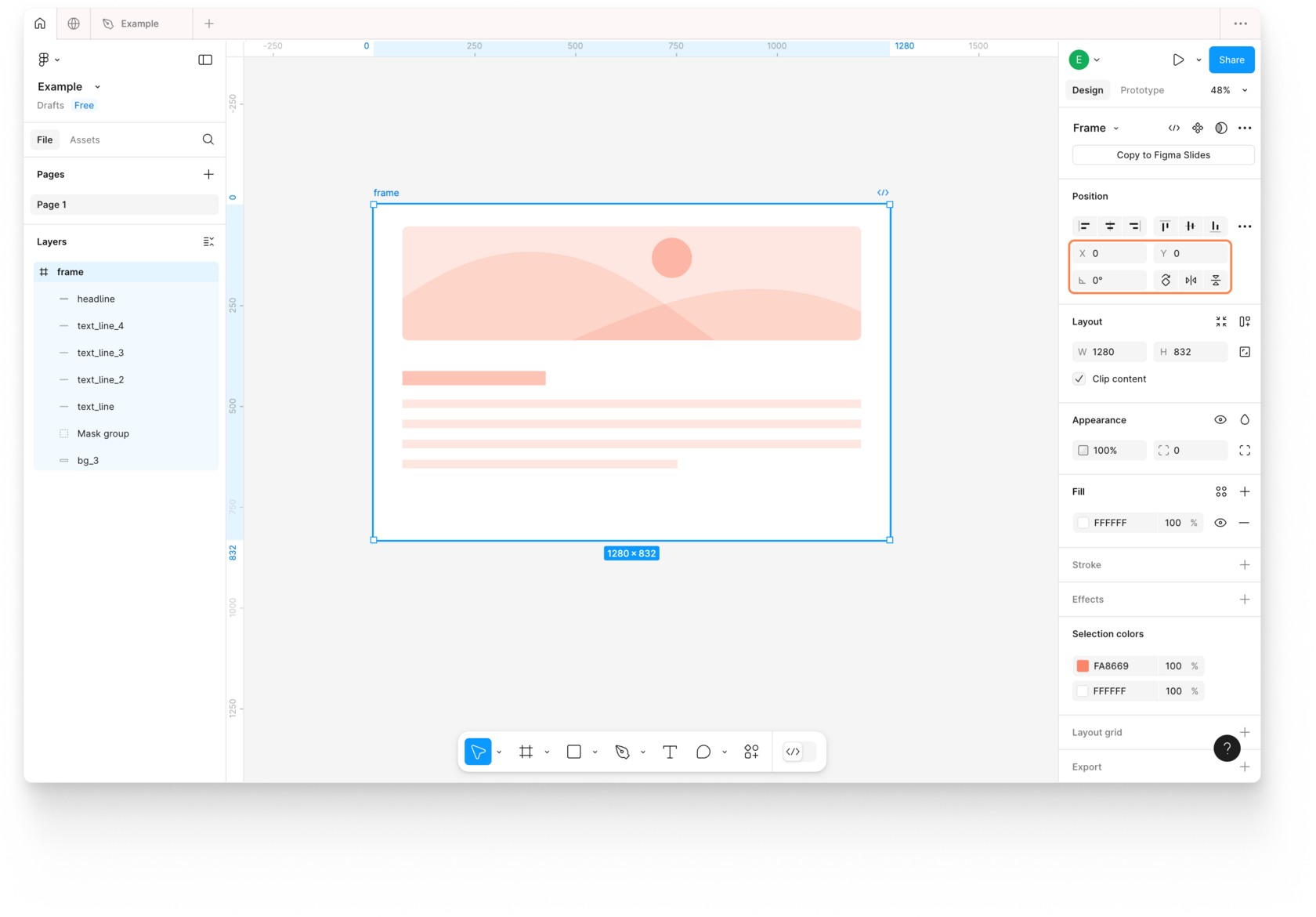 Рабочая область Figma Design с плакатным макетом