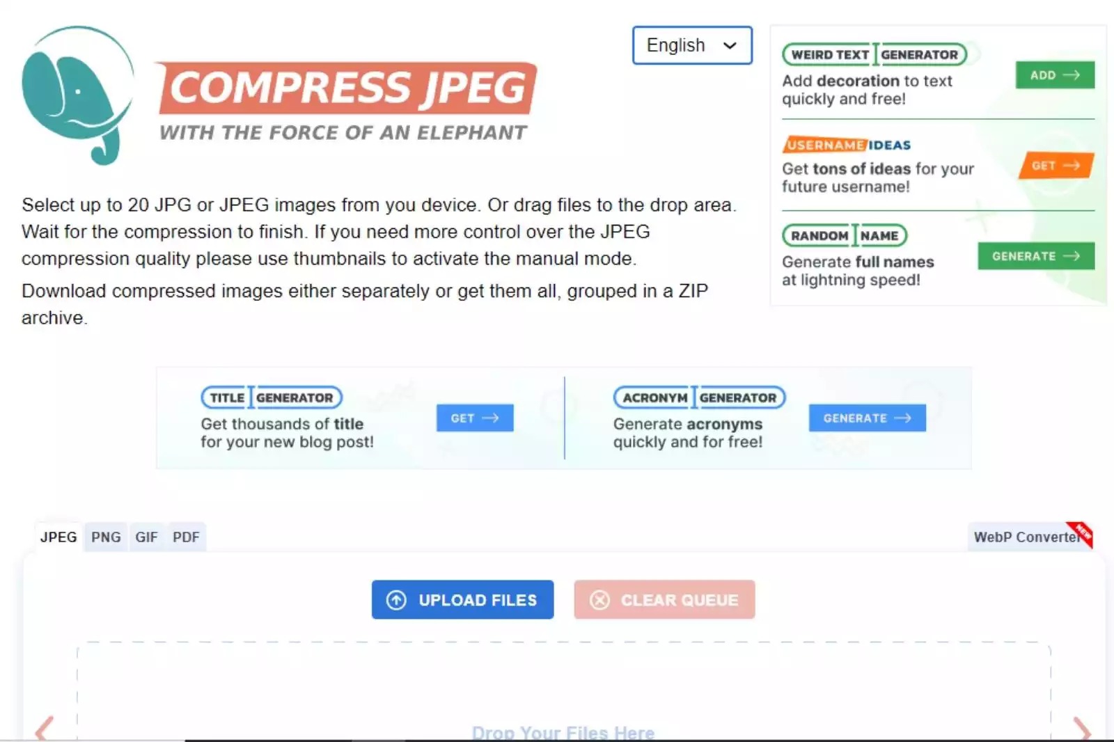 Интерфейс CompressJPEG с областью выбора JPEG