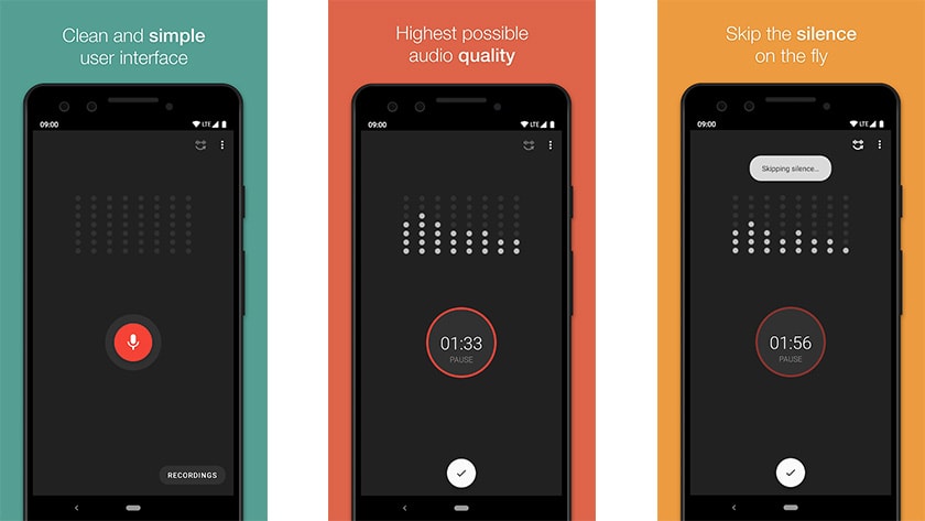 Экран записи Easy Voice Recorder на Android