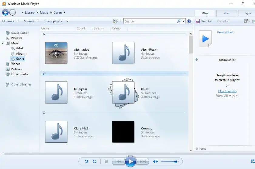Музыкальная библиотека Windows Media Player