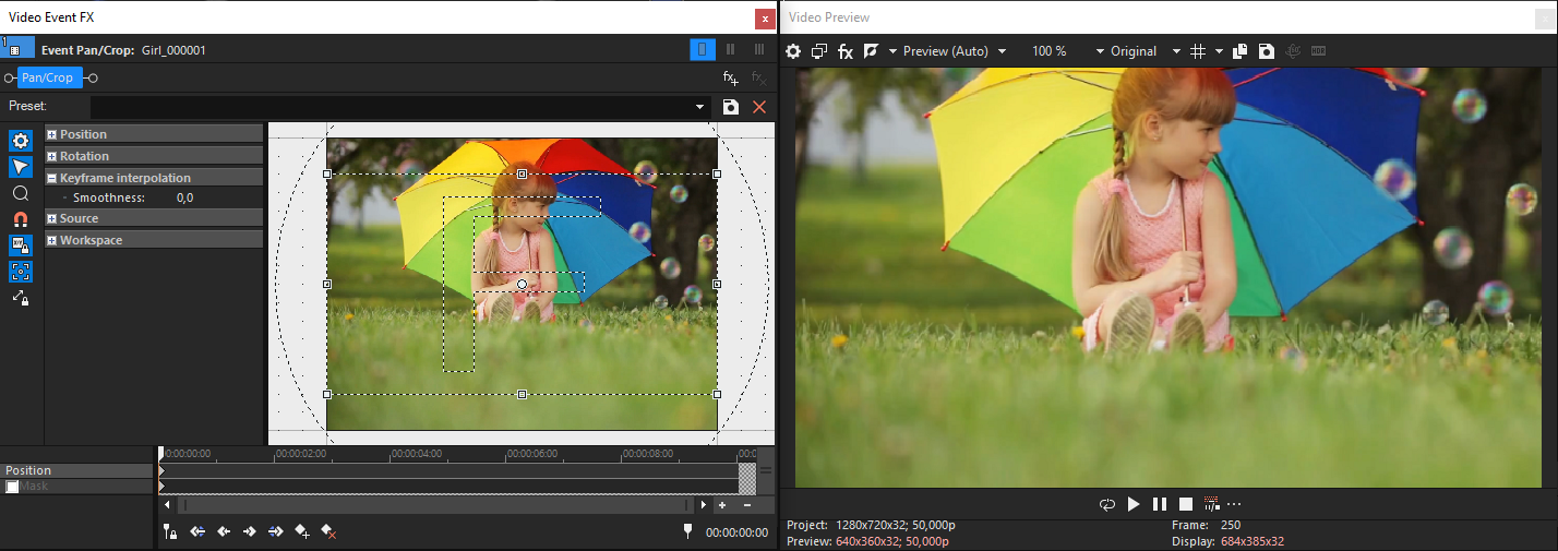 VEGAS Pro Pan Crop после Match Output Aspect