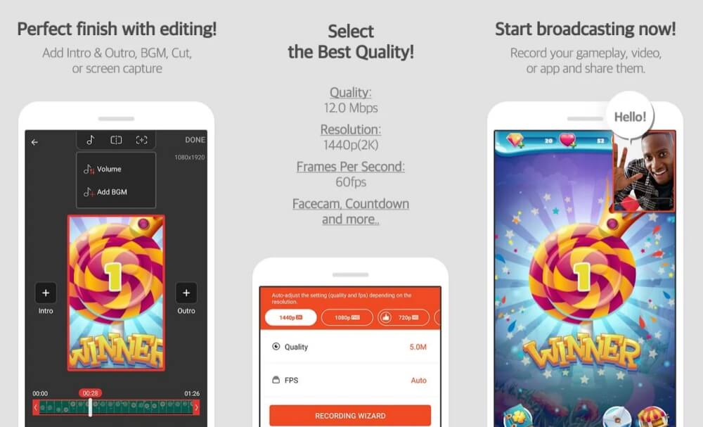 Интерфейс Mobizen Screen Recorder на Android