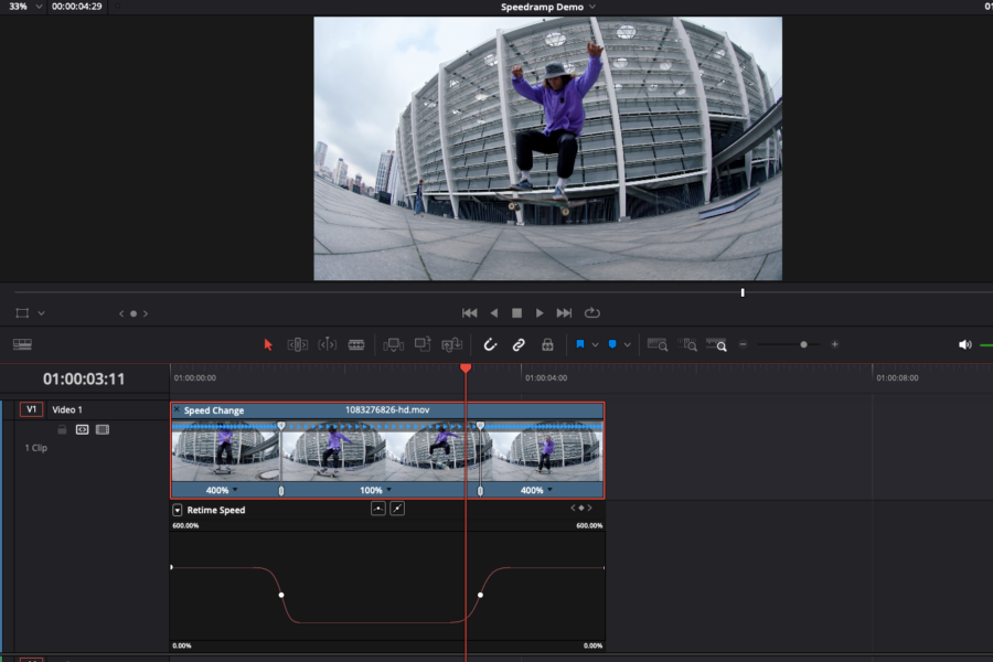 Retime Speed и кривая скорости в DaVinci Resolve