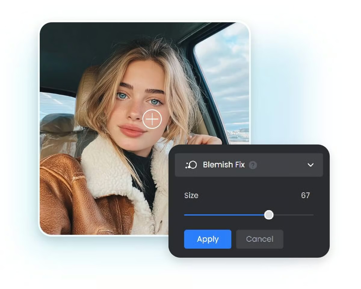 Панель Blemish Fix в браузерном фоторедакторе Fotor