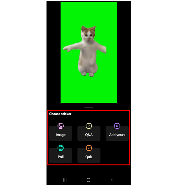 Выбор типа стикера в YouTube Create
