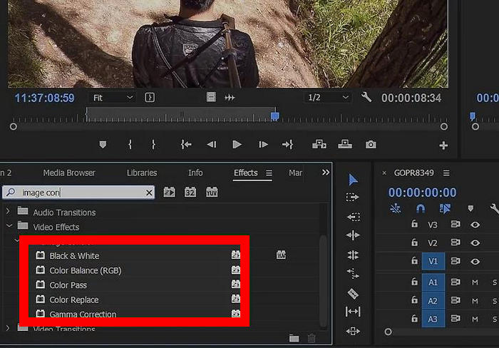 Эффект Black and White в панели Effects Adobe Premiere Pro