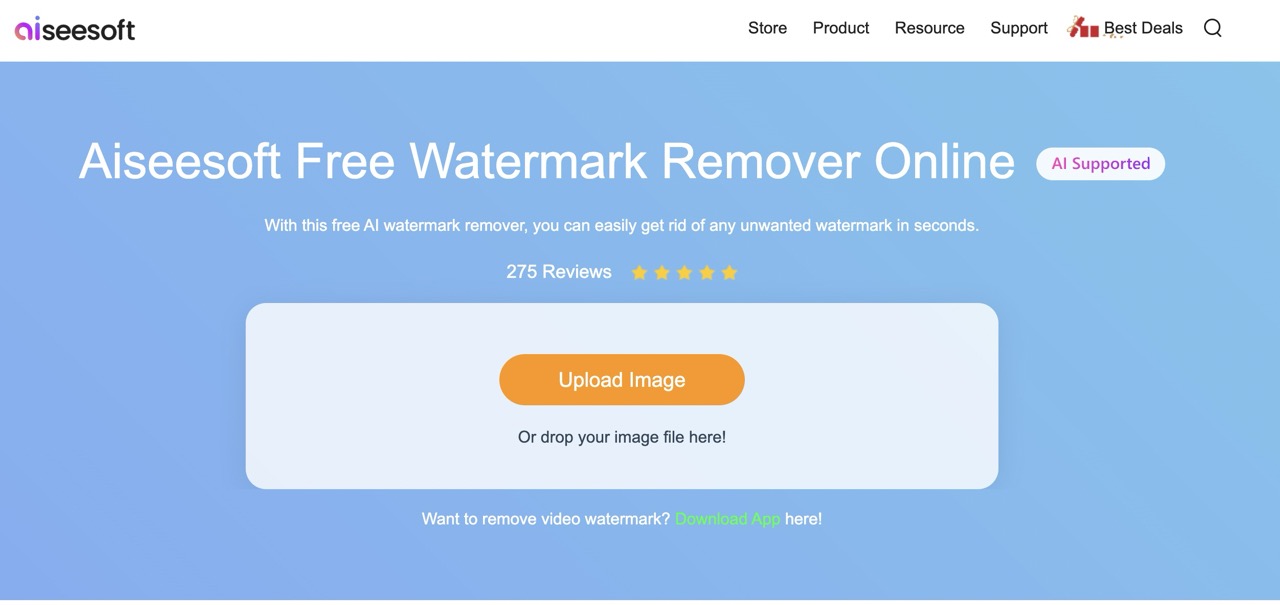 Веб-интерфейс Aiseesoft Free Watermark Remover Online