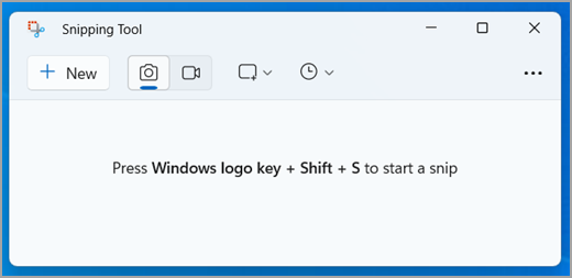 Интерфейс Snipping Tool с кнопками снимка и видеозаписи
