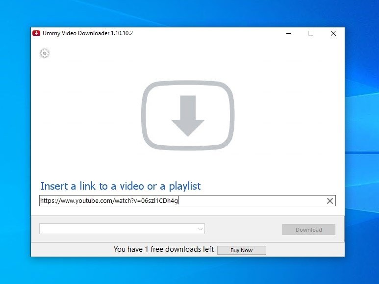 Главное окно Ummy Video Downloader с полем для ссылки