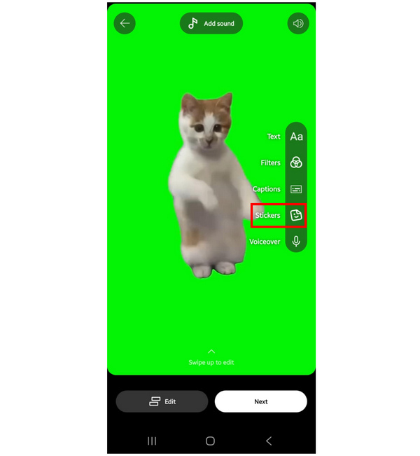 Кнопка Stickers в интерфейсе YouTube Create