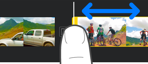 Изменение длины клипа на таймлайне iMovie iPhone