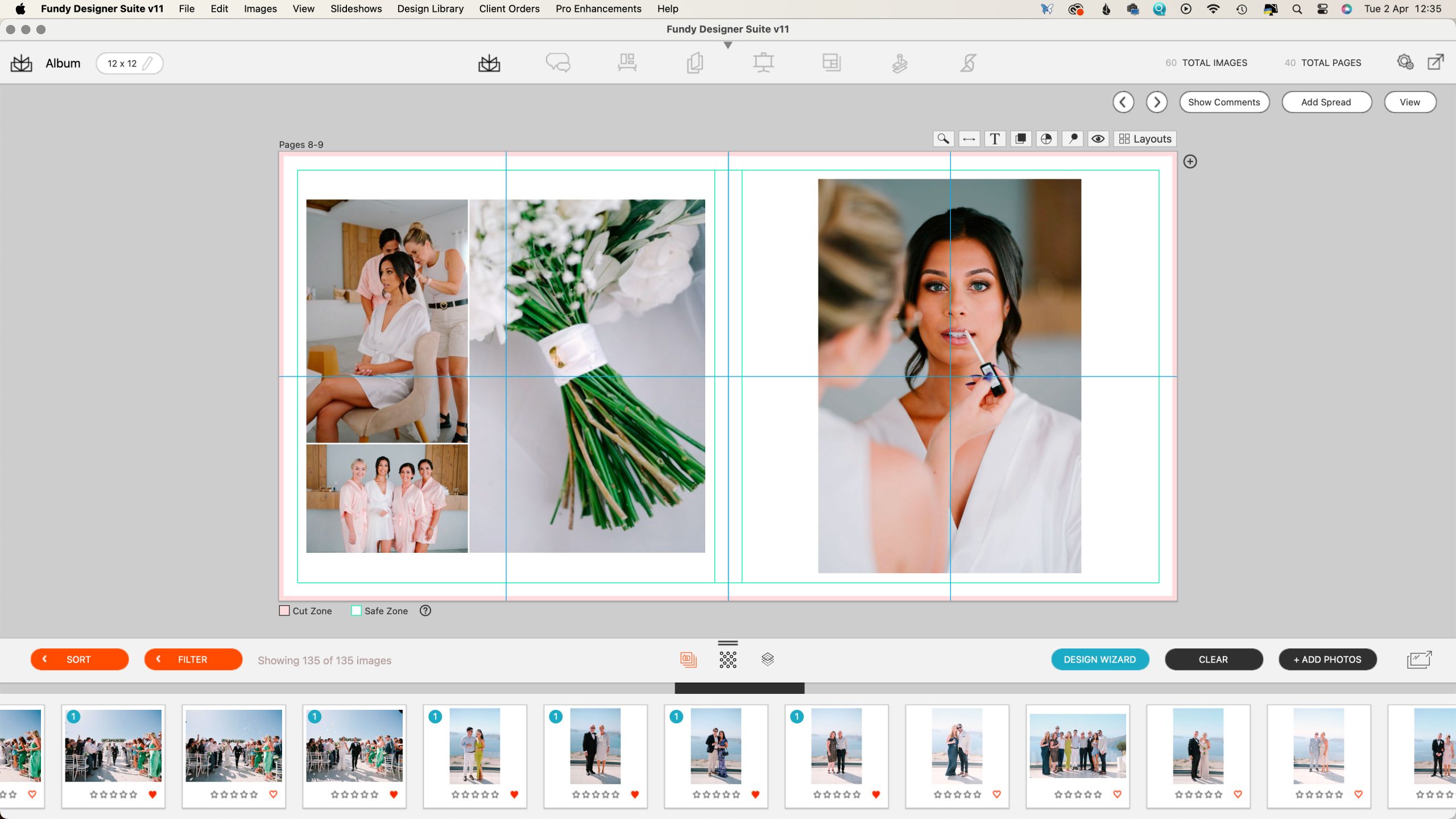 Интерфейс Fundy Designer с разворотами фотоальбома
