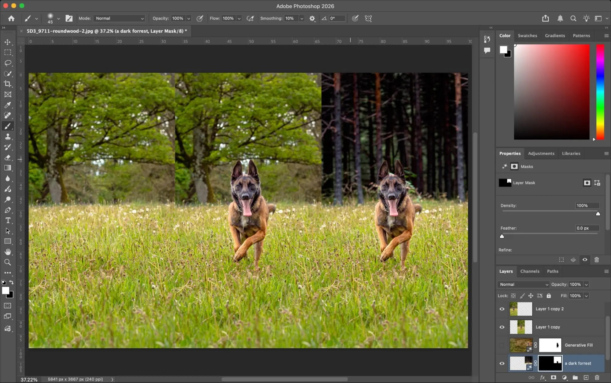Рабочее окно Adobe Photoshop 2026 с маской слоя и панелью Layers
