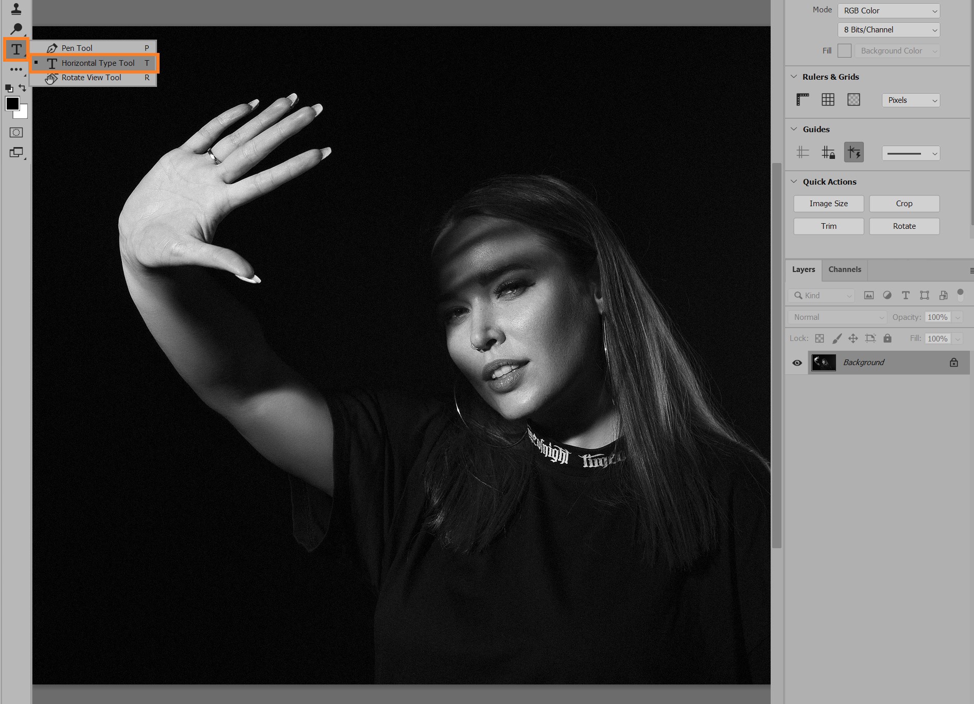 Инструмент Horizontal Type Tool в Adobe Photoshop