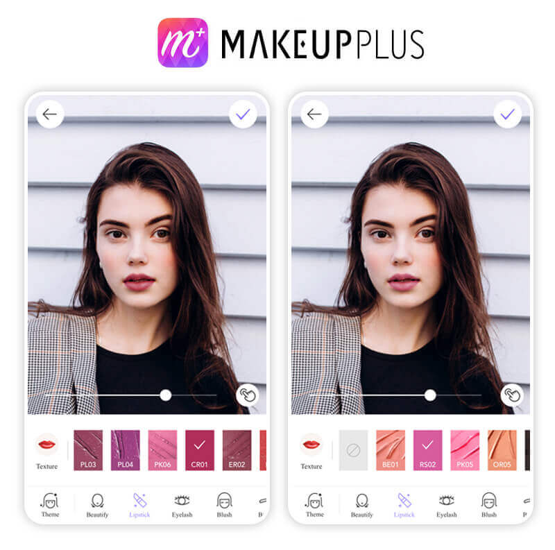 Интерфейс MakeupPlus с виртуальными косметическими эффектами