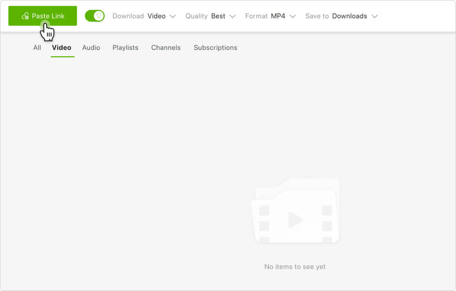 Главное окно 4K Video Downloader Plus с кнопкой Paste Link